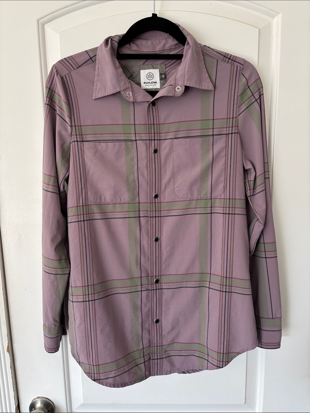 FlyLow plaid snap front technical shirt XS